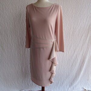 Joseph Ribkoff Womens Blush Pink Ruffle Side 3/4 Sleeve Dress US 10